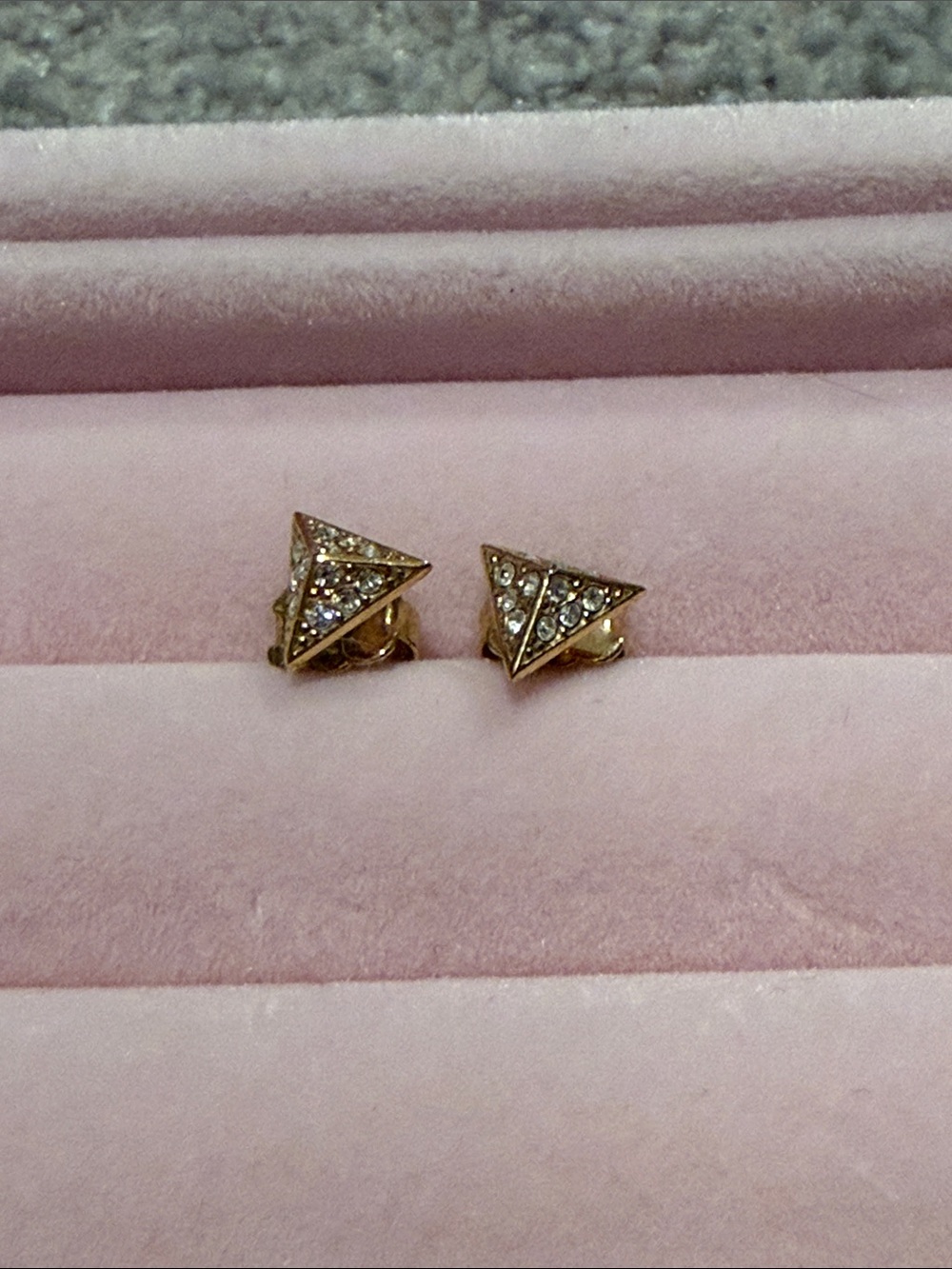 Nadri Gold Triangle Cubic Stud Earrings